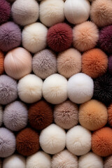 Wall Mural - Different color wool balls on texture background, closeup view сreated with Generative Ai