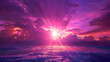 Panoramic photo, view of a pink and purple sky at sunset. Sky panorama background, header and web banner