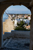 White old houses and narrow streets in medieval small touristic coastal town Sperlonga, Latina, vacation in Italy