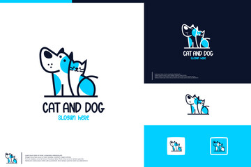 Wall Mural - cat and dog logo , funny , cute , logo design vector.