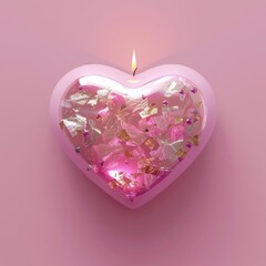 Sticker - pink heart candle.