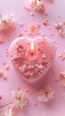 Canvas Print - pink heart candle.