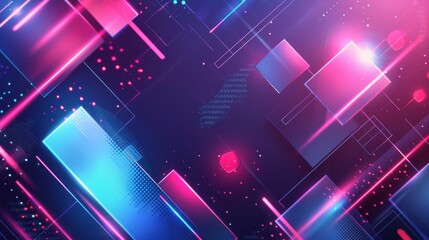 Wall Mural - futuristic geometric background with holographic elements and metallic shades in a cyberpunk style.
