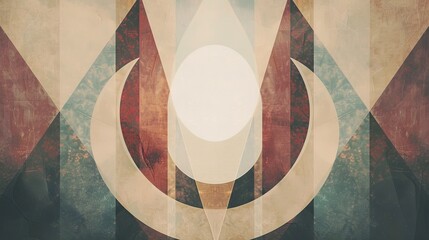 Wall Mural - Meditative geometric abstract background with zen-inspired shapes and muted colors for a tranquil and mindful theme.