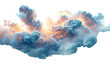 Soft pink and blue clouds with a cotton candy appearance, cut out - stock png.