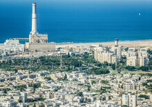 View From Top Floor Of Azrieli Center Circular Tower In Tel Aviv, Reading Power Station On Background, Israel