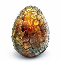 Wall Mural - Dragon Egg Isolated, Crystal Scaled Fantasy Eggs, Dinosaur Fossil, Magic Dragon Egg Generative AI Illustration