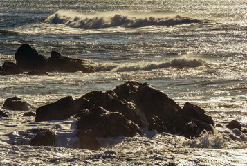 Poster - Atlantic Ocean seen from shore of Nevogilde area in Porto, Portugal