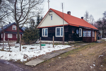 Canvas Print - Wooden cottage in Kruszyniany village, primarily a Lipka Tatars settlement in Podlasie region, Poland