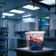 Biohazard medical waste container in a hospital environment