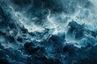 Abstract art  of a stormy sea with turbulent blues and greys swirling in a display of nature is power