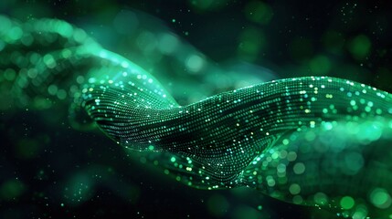 a digital cable emerges from a vibrant, glowing green matrix of binary code. isolated on black background.	

