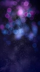 Wall Mural - vertical purple blue spheres in space particle 4k loop features purple and blue lights, smoke, and d