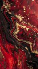 Canvas Print - Shiny Red and Gold Marble Art