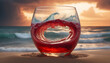 sea with waves and a storm inside a glass Hyperrealistic, splash art, concept art, mid shot, intricately detailed