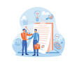 © berkah design - Business people are shaking hands after signing a contract. Make a collective work agreement. Contract agreement concept. Flat vector illustration.
