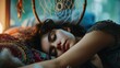 Tranquil Woman Sleeping Soundly with Dreamcatcher