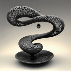 Wall Mural - Black Sculpture With Spiral Design