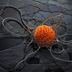 Wall Mural - Orange Ball With Metal Wires