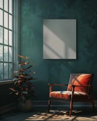 Wall Mural - Minimal Thin Wooden Frame mockup,