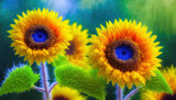 Abstrakcyjne kwiaty słoneczniki