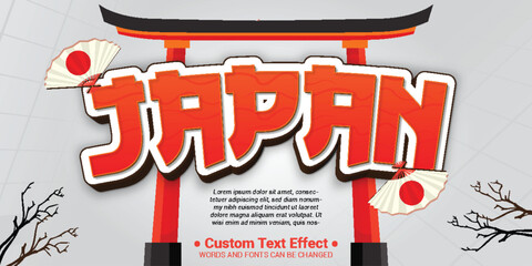 Free vector japan text effect, editable asia and temple text style