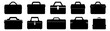 Briefcase bag silhouette set vector design big pack of illustration and icon