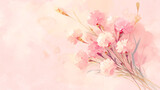 Fototapeta Kwiaty - 淡いピンクのカーネーションの花束の水彩イラスト背景