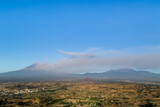 Fototapeta Na ścianę - Panoramic view of the Iztaccihuatl and Popocatepetl volcanoes.