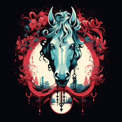 Wall Mural - horse art logo t-shirt design