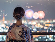 © おでんじん - 夏祭りの花火を楽しむアジア人女性の後ろ姿