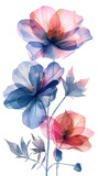 Fototapeta Sypialnia - Watercolor Painting of Flowers, isolated on White Background. AI generated Illustration.