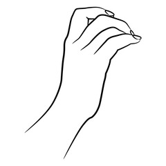 Sticker - Beautiful female hand with bent fingers in elegant gesture. Black and white linear silhouette.