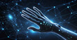 background of hand with blue light