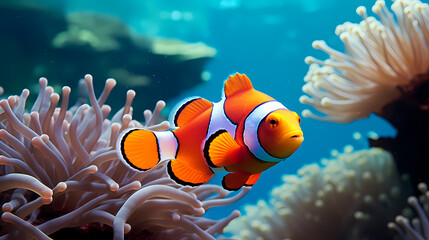 clownfish in sea anemone