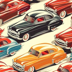 Canvas Print - Hot Rods and Custom Cars: Vibrant designs for fans of classic and custom cars. For Seamless Pattern, Fabric Pattern, Tumbler Wrap, Mug Wrap.