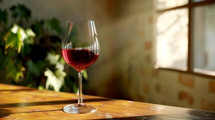 Wall Mural - Glass of Red Wine on the Table