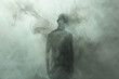 Ethereal image of a person dissolving into smoke or mist, symbolizing disappearance, memory loss, or transformation