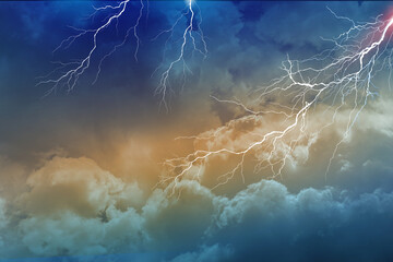 Wall Mural - lightning, thunder cloud dark cloudy sky