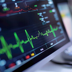 Wall Mural - An EKG readout of a steady heartbeat full screen on a modern computer.