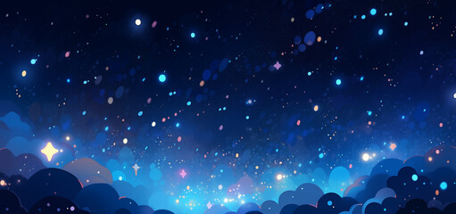 Wall Mural - Hand drawn cartoon night starry sky illustration
