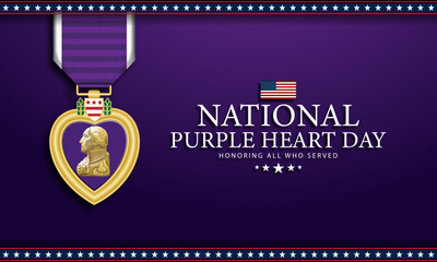 Wall Mural - National Purple Heart Day August 7 Background Vector Illustration