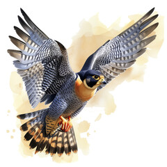 Wall Mural - a Peregrine Falcon in-flight, in a side view PNG, migration wildlife-themed, isolated, and transparent photorealistic illustration. Generative ai