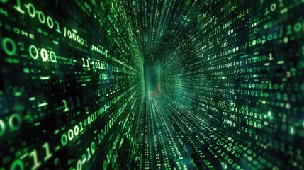 Abstract Digital Background with Binary Code and AI Algorithms, matrix concept