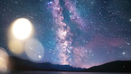 Wall Mural - amazing night sky. wonderful milky way with million stars at night. seamless looping overlay 4k virt