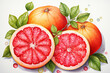Grapefruit fruit watercolor painting