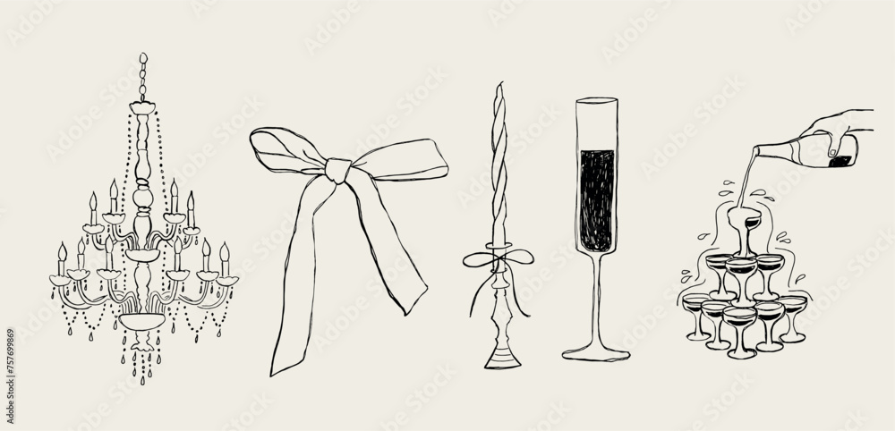 Paquete de ilustraciones dibujadas a mano. Ilustraciones para fiestas ...