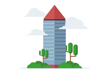 office buildings or shops and cafes, elements for the development of urban landscapes. vector of modern business center with diverse architectural facades. Houses and office buildings in big cities.
