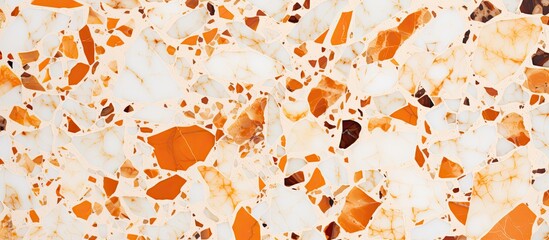 Sticker - Macro photography showcasing the intricate pattern of a white and orange granite counter top, resembling an organisms amberlike hues. A beautiful blend of art and science in cuisine