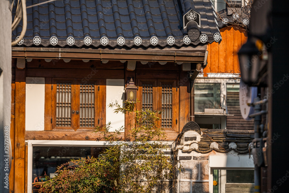 Traditional Korean building architecture of bukchon Hanok Village in ...